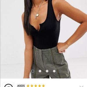 ASOS - brand new black sleeveless bodysuit with notch detail
